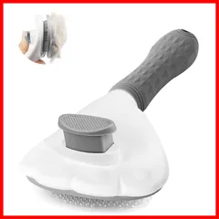 【新着商品】【正規品】SanMori ペット用 痛くない ヒーリングブラシ スリッカーブラシ 長毛・短毛種 くし ワンマッサージしながら抜け毛除去 ボタンを押して抜け毛が簡単に取れる ペットグルーミングブラシ 猫・犬兼用(グレー)