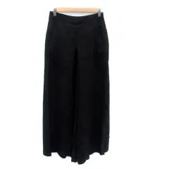 ニコアンド Niko and.. ワイドパンツ スカンツ イージー アンクル丈 麻 リネン 3 M 黒 ブラック /HO33