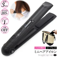 外出先でもサッとスタイリング！ストレートもカールも簡単！ USB充電式ミニヘアアイロン　hi002