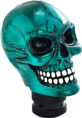 スカル ギアシフターノブ  スティックシフトノブ AT MT車 トラック カー用品 汎用 メタリックブルー T873