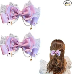 【在庫処分】Doyime 蝶結び ヘアピン 2個セット ヘアクリップ ヘアークリップ ゴスロリ 髪飾り ヘアアクセサリー ヘッドドレス 可愛い 子供 キッズ 和装 誕生日 髪留め おしゃれ 成人式 入学 卒業式 結婚式 ヘアクリップ