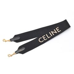 セリーヌ / CELINE　CELINEジャカード ショートストラップ / ショルダーストラップ　49S022AEP.38AW　ブラック/ホワイト 【中古】 商品番号 S-158080