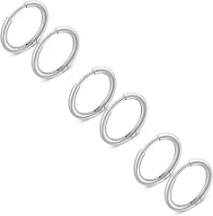 【在庫処分】Fuushspoy 10個セット 18g ピアス メンズ リング フープピアス セット つけっぱなし 軟骨ピアス 金属アレルギー対応 ステンレス 両耳用 シルバー (幅1.6mm 内径10,12,14,16,18mm)
