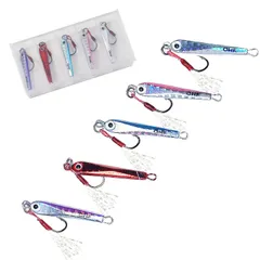 【数量限定】アジング セット 4g メタルジグ 5個セット / 5g ルアーセット 5個セット アシストフック OHF ティンセル付き ケース付き