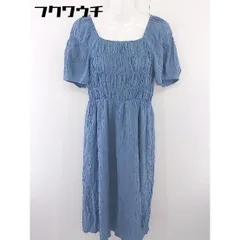 ◇ w closet ダブルクローゼット リボン　ウエストゴム　 五分袖 ロング ワンピース サイズF ネイビー レディース  【1108230001596】のサムネイル