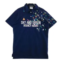 サイズ：M LE COQ GOLF ルコックゴルフ  半袖ポロシャツ ペイント プリント  ネイビー系 [240101413162] ゴルフウェア メンズ ストスト