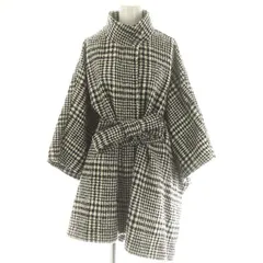 スナイデル SNIDEL 22AW スタンドカラーポンチョコート 千鳥柄 ベルト付き F 黒 ブラック 白 ホワイト /YQ ■OSのサムネイル