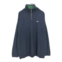 スペイン製 LACOSTE ラコステ ハーフジップ コットンセーター ネイビー(メンズ 8)中古 古着 V6638
