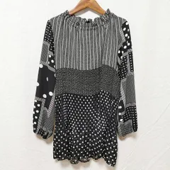 #anc アズノウアズ ドゥバズ AS KNOW AS de base チュニック プリーツ加工 長袖 ドッド 黒 白 美品 レディース [888930]