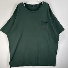 古着 90's/90年代 ポロバイラルフローレン Polo by Ralph Lauren 半袖Tシャツ ロゴ 刺繍 大きいサイズ クルーネック XL  グリーン 無地 メンズ