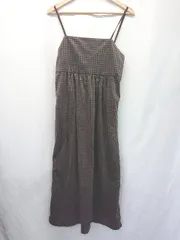 ◇ ⊇ LAKOLE ラコレ チェック柄 バックスリット ロング キャミソールワンピース ブラウン系 レディース E  【1507160014711】