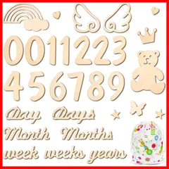 Oaec 月齢フォト 天然木製 マンスリーカード 30枚セット ベビーマンスリーカッド 長持ち ニューボーンフォト 小物 月齢カード 寝相アート 写真道具 撮影アイテム 記念日フォト 新生児 成長記録に 赤ちゃん 出産祝い 男の子 女の子 再利用可能 (羽-3