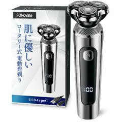 【送料無料】2024年10月新発売 電動ひげそり シェーバー メンズ TypeC 充電 回転式 肌に優しい 防水 電気シェーバー 充電式 髭剃り 水洗い 静音 FUNovate（ファノベイト）