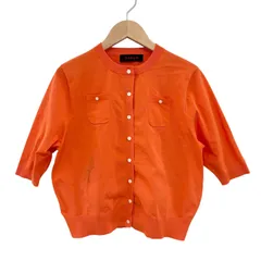 Z1388  CABaN キャバン　ファインポリエステル ハーフスリーブポケットカーディガン　オレンジ　レディース　Sサイズ