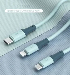 3in1 シリコン充電ケーブル iPhone Type-C Micro USB 1m 急速充電 モバイルバッテリー Android 充電器 高耐久