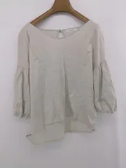 ◇ JEANASIS ジーナシス カジュアル シンプル 無地 八分袖 ブラウス カットソー サイズF ライトグレー系 レディース E  【1306240009698】