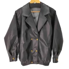 デイジー DAZY フェイクレザーダブルテーラードジャケット 金ボタン レディース import：M 