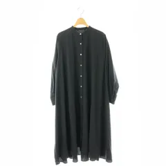 ミズイロインド mizuiro ind バンドカラー フレア シャツワンピース ロング 長袖 ダークグレー /HK ■OS