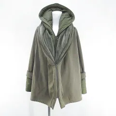 ダブルスタンダードクロージング ダブスタ DOUBLE STANDARD CLOTHING ジャケット パーカー 中綿 ミディアム丈 36 緑系 グリーン ジップアップ 綿 コットン 無地のサムネイル
