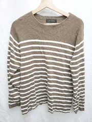 ◇ ⊇ nano universe ナノユニバース ボーダー 長袖 ニット トップス サイズM ブラウン メンズ P  【1409250008047】