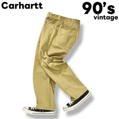 90s ヴィンテージ カーハート Carhartt コットン ツイル ワーク パンツ チノパン ジップアップ 30 x 33 ベージュ アメリカン カジュアル ストリート ウェア メンズ