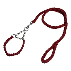 Avidora 犬 リード 首輪 セット ハーフ チョーク チェーン パラコード ナイロン ロープ ペット 猫 軽量 中型 大型 ピンク レッド S [ピンク+レッド] [S（首周り約22～33cm）]