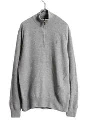 【お得なクーポン配布中!】 ポロ ラルフローレン ハーフジップ ウール ニット セーター メンズ M / 古着 ハイネック ワンポイント 無地 プルオーバー シンプル グレー