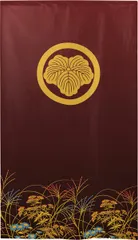 ■SIMON BAKER■のれん「家紋  丸に蔦  秋草」85x150cm ×7枚セット【日本製】暖簾 和風 家紋 目隠し 間仕切り 【家紋のれん】【匿名配送らくらくメルカリ便 全国送料無料】