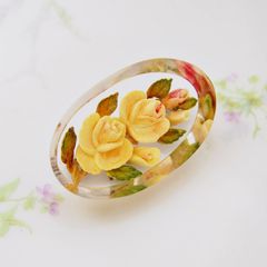 934可憐な♡レジンヘアゴム イエローアンバー ローズ グリーンブーケ