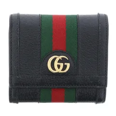 【中古】 GUCCI （グッチ） ｵﾌﾃﾞｨｱ ｺﾝﾊﾟｸﾄ ｳｫﾚｯﾄ 財布 二つ折り財布(小銭入有) ｵﾌﾃﾞｨｱ シェリーライン Black ブラック leather レザー 719887 used:B