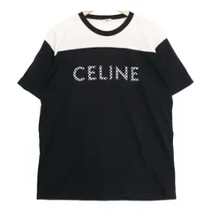 美品 セリーヌ CELINE Tシャツ カットソー 半袖 ショートスリーブ ロゴ柄 コットン トップス メンズ XS ホワイト