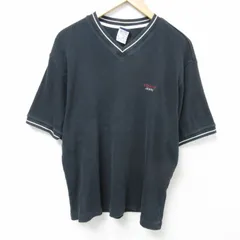XL/古着 トミーヒルフィガー トミージーンズ 半袖 ブランド Tシャツ メンズ ワンポイントロゴ 大きいサイズ コットン Vネック 黒 ブラック 