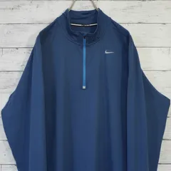 美品 NIKE RUNNING ナイキ ランニング DRI-FIT ドライフィット 無地 リフレクティブ ワンポイントスウッシュロゴ ハーフジップ サムホール ジャージ トレーニングウェア メンズ  XL ティールブルー 20202386