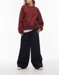 【送料無料】 マンゴ レディース デニムパンツ ボトムス Mango relaxed wide leg jeans in dark blue Dark blue
