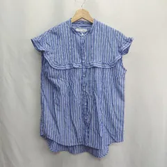 ◇ ⊂ Φ UNITED ARROWS ユナイテッドアローズ ストライプ柄 袖なし ブラウス サイズF ブルー レディース E  【1410290048337】