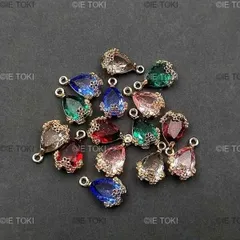 水滴の形をしたペンダント ファセットジュエリー ガラス DIY 手作り ネックレス イヤリングアクセサリー 10個