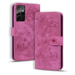 Torske ギャラクシー S21 Ultra 5G ケース 手帳型 さくら柄 Galaxy S21 ウルトラ ケース 油絵デザイン ヴィンテージカラー 快適な質感 財布型 Samsung S21 Ultra スマホケース Galaxy S21 U