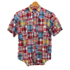 ラルフローレン 半袖シャツ トップス チェック柄 パッチワーク キッズ 男の子用 150サイズ 赤×青 RALPH LAUREN 【中古】