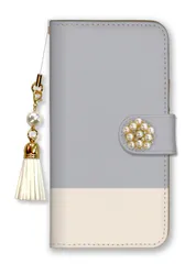 Google Pixel 5a (5G) ケース 手帳型 グーグルピクセル5a(5G) スマホケース パール デコ付き ストラップ付 バイカラー 無地 ツートン シンプル かわいい おしゃれ 水色 ピンク パステルカラー カラー10