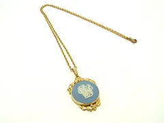 ■極美品■ WEDGWOOD ウェッジウッド ジャスパー カメオ ネックレス ペンダント アクセサリー レディース ゴールド系 DJ0069