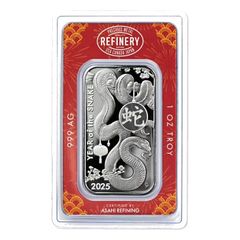 [保証書付き] 2025年 (新品) アメリカ「ASAHI アサヒ・干支 十二支・巳年 蛇年」純銀 1オンス バー