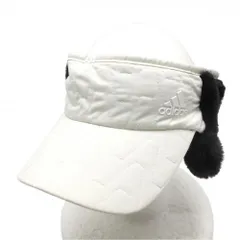 アディダス 耳当て付きサンバイザー 白×黒 一部ボア ドローコード  ゴルフウェア adidas