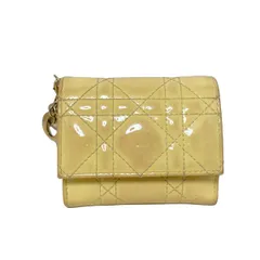 Dior◇ロータスウォレット　イエロー 日本限定ペールイエロー】DIOR Lady Dior ロータスウォレット