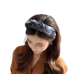 三つ編みカチューシャ 韓国風 ヘアバンド 痛くない カチューシャ 大人カジュアル 髪飾り 大人 ヘアアクセサリー (グレー, Free) [グレー] [Free]