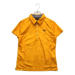 中古 レディース キャロウェイ Callaway 半袖ポロシャツ LL 黄 イエロー 花柄 ボタニカル