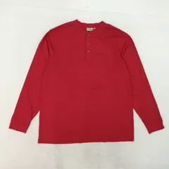 ■L.L.Bean エルエルビーン 長袖Tシャツ ロンT トップス コットン レッド L メンズ ヘンリーネック 無地 ロゴ刺繍 アウトドア 0.32kg