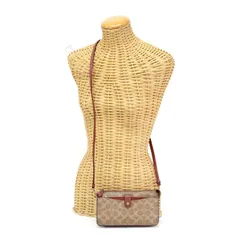 コーチ COACH ノア ポップアップ メッセンジャー PVC / リファインド カーフ レザー 37458 ショルダーバッグ クロスボディ ショルダーウォレット スマホショルダー ポシェット タンラスト ブラス 中古 mba14009