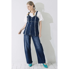 INDIMARK デニム レディース おしゃれ ブランド かわいい フリンジ カーブデニム WJ151【お取り寄せ】