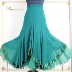 社交ダンス 衣装 スタンダード スカート レッスンウェア 女性用 レディース オールシーズン グリーン系 レース 光沢感 シンプル 緑 無地 華やか フレア ゆったり ストレッチ かわいい おしゃれ ダンスコスチューム 可動性 躍動感 デイリー ショー