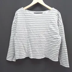 ◇ KBF+ アーバンリサーチ ボーダー ラウンドネック シンプル 長袖 Tシャツ サイズOne グレー レディース E  【1305020000344】